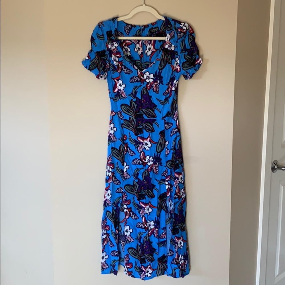 Vintage floral print Topshop midi dress - US 2